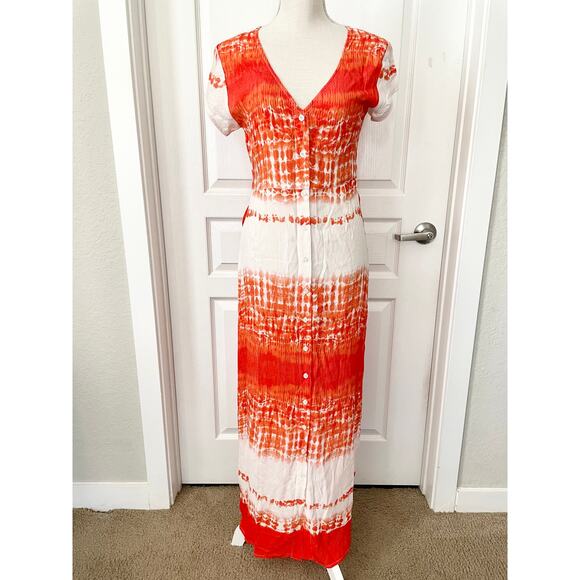 RAGA Tie Dye Button Down Maxi Dress Poppy Size Small New - Picture 7 of 9